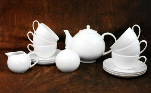 Белый чайный сервиз Кантри (без декора) в интернет-магазине фарфоровой посуды Акку
