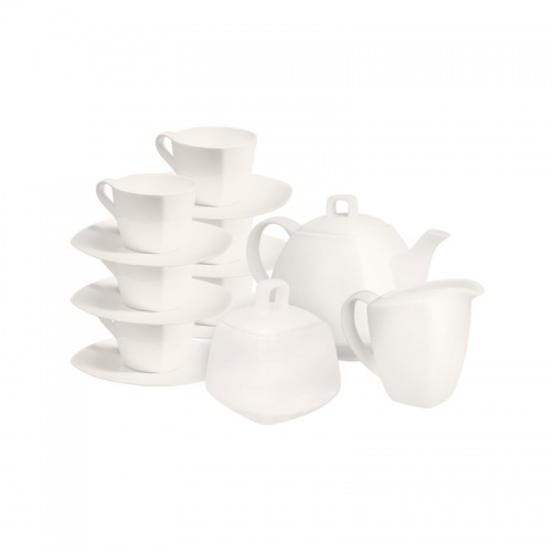 Белый чайный сервиз Квадрат (без декора) в интернет-магазине фарфоровой посуды Акку