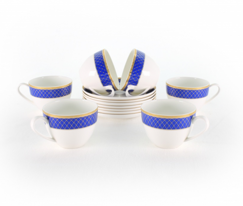 Аружан набор чайных пар (ярко-синий) в интернет-магазине фарфоровой посуды Акку